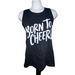 Born To Cheer! Chasse Womens XL Black & White Cotton  Tank Top Cheerleading Appa